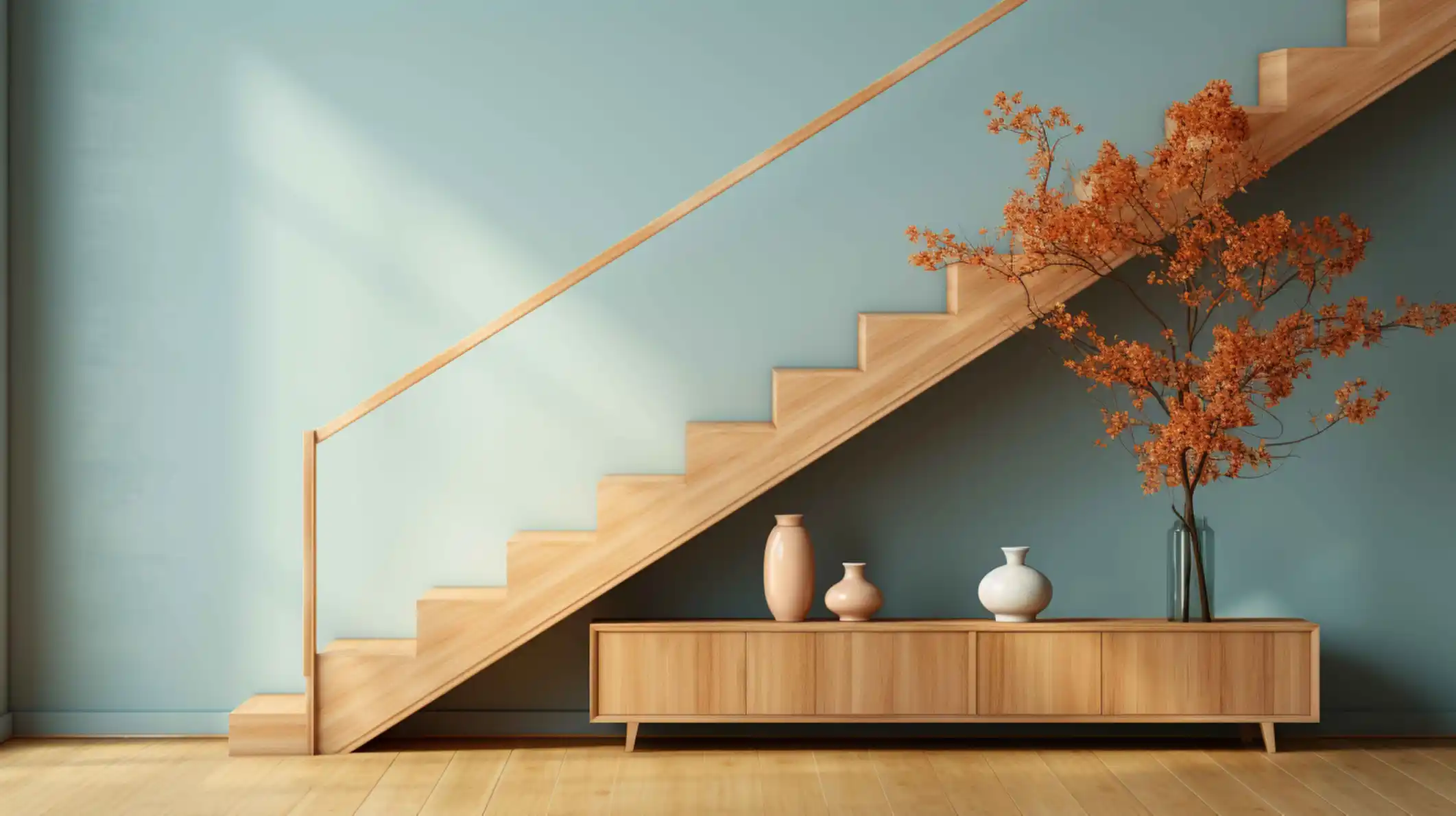 illustration-wooden-staircase-interior-minimalist-style La Importancia de las Escaleras en el Feng Shui: Consejos y Trucos